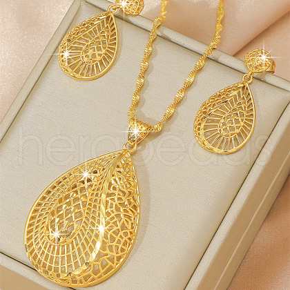 Brass Pendant Necklaces & Earrings Sets FS-WG55EFA-04-1