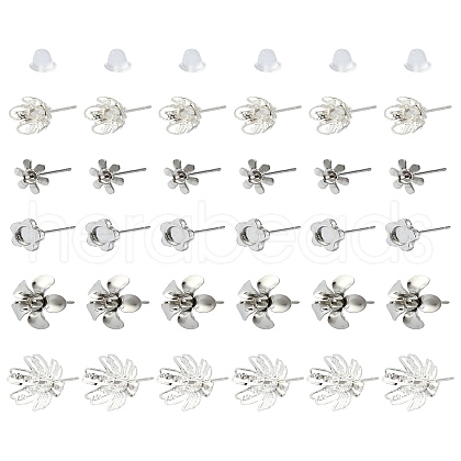 30Pcs 5 Styles 304 Stainless Steel Stud Earring Findings STAS-YW0001-87-1