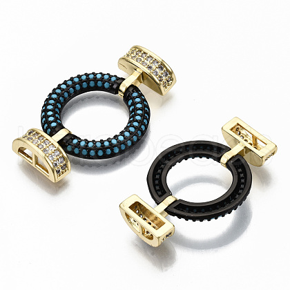 Brass Micro Pave Cubic Zirconia Links Connectors KK-S061-44C-NR-1
