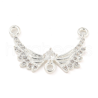 Rack Plating Brass Pave Clear Cubic Zirconia Wing Chandelier Component Links KK-F089-16S-1