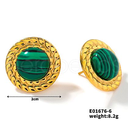 Cute Flat Round Variscite Stud Earrings for Summer DG6312-6-1
