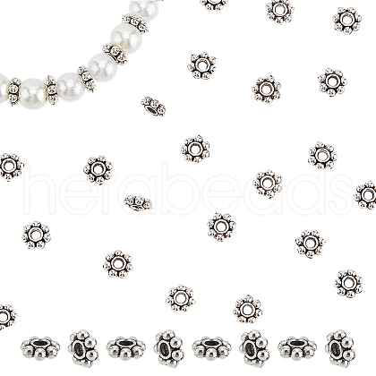 100Pcs Tibetan Style Alloy Beads Flower Spacer Beads TIBEB-LP0001-03-1