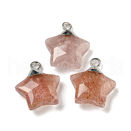 Natural Strawberry Quartz Pendants G-P540-01P-08-1