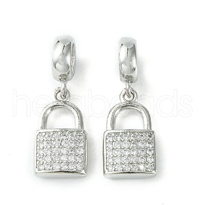 Rack Plating Brass Micro Pave Cubic Zirconia European Dangle Charms KK-K330-47P-1