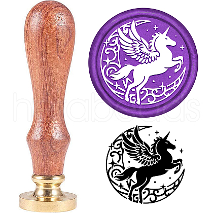 Brass Wax Seal Stamp with Handle AJEW-WH0184-0544-1
