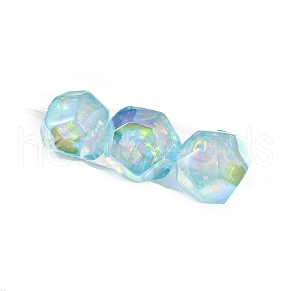 30Pcs Gradient Color & UV Plating Rainbow Iridescent Opaque Resin Beads PW-WG6C260-03-1