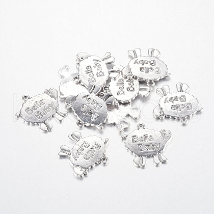 Tibetan Style Alloy Sheep Antique Silver Tone Metal Message Pendants X-LF10462Y-NF-1