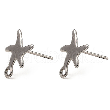 Starfish Shape 201 Stainless Steel Stud Earrings Findings STAS-Q251-03P-1