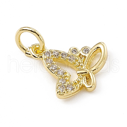 Brass Micro Pave Clear Cubic Zirconia Butterfly Charms ZIRC-F132-54G-1