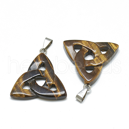 Natural Tiger Eye Pendants X-G-T088-01-1