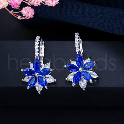 Brass Cubic Zirconia Hoop Earrings WGBE890-03-1