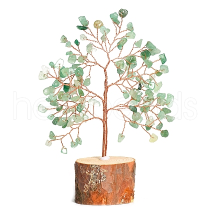 Natural Green Aventurine Chips Tree of Life Decorations PW-WG59627-03-1