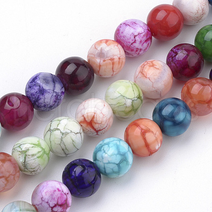 Natural Fire Crackle Agate Beads Strands G-S249-02-8mm-1