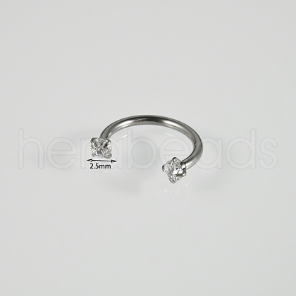 304 Stainless Steel Clear Cubic Zirconia Lip Rings WG22442-05-1