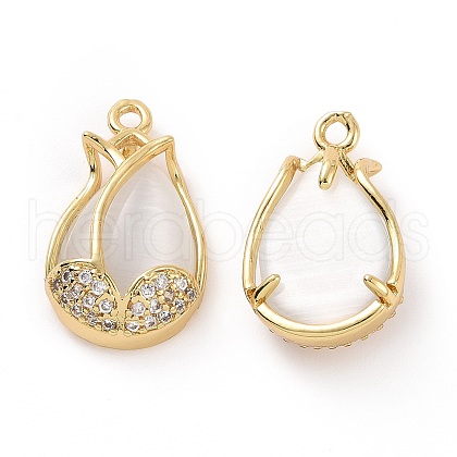 Brass Micro Pave Clear Cubic Zirconia Pendants ZIRC-F133-04G-1