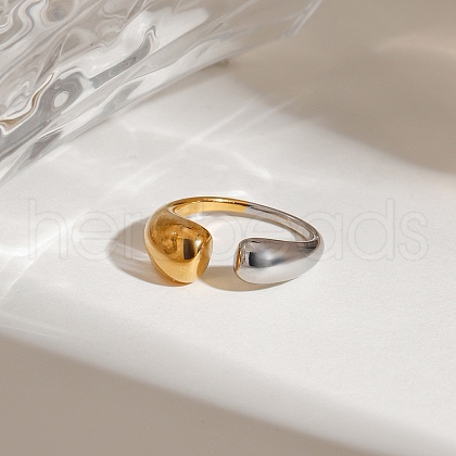 304 Stainless Steel Open Cuff Rings for Women RJEW-K296-04GP-1