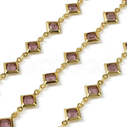 Brass Glass Rhombus Link Chains CHC-R001-05G-06-1