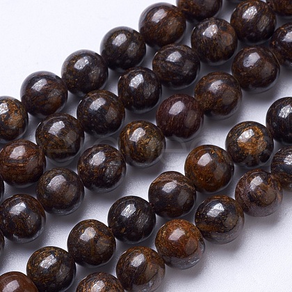 Natural Bronzite Beads Strands G-D855-12-8mm-1