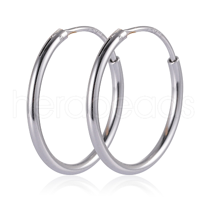 Rhodium Plated 925 Sterling Silver Hoop Earrings Endless Unisex Small Hoop Earrings 15mm Gold Plating Cartilage Huggie Hoop Earrings for Women Men JE1076A-02-1