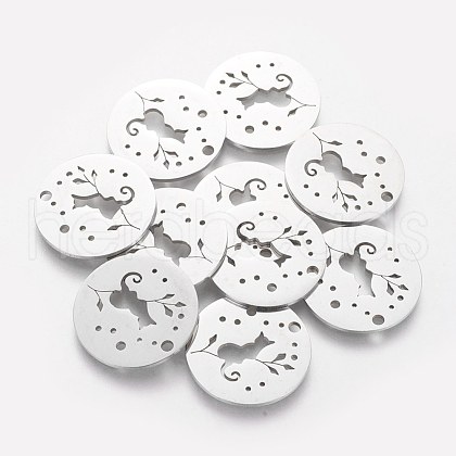 Non-Tarnish 201 Stainless Steel Kitten Pendants STAS-S105-T469-1