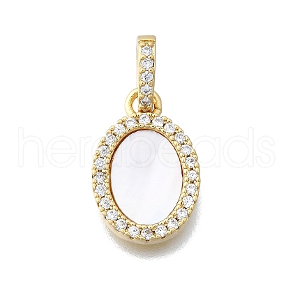 Brass Micro Pave Clear Cubic Zirconia Pendants KK-V010-16G-1