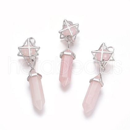 Natural Rose Quartz Pendants G-L512-M05-1