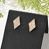 Rhombus Brass Micro Pave Clear Cubic Zirconia Stud Earrings for Women EJEW-G428-16G-3