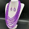 Ethnic Style Acrylic Seed Beaded Multilayer Necklaces & Teardrop Dangle Earrings Sets WGF31E6-02-2