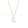 Brass Micro Pave Clear Cubic Zirconia Crescent Moon Star Pendant Necklaces for Women FS-WG2D574-01-4