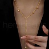 304 Stainless Steel Ball Chain Long Tassel Y Necklaces for Women FS-WG75565-01-2