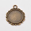 Flower Alloy Pendant Cabochon Settings and Half Round/Dome Clear Glass Cabochons DIY-X0221-AB-FF-4