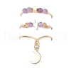 3Pcs Copper Wire Wrapped Natural Amethyst Faceted Round Bead Finger Rings for Women RJEW-JR00887-03-3