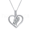 Valentine's Day Brass Micro Pave Clear Cubic Zirconia Heart Pendant Necklaces for Women FS-WG242A9-01-3