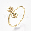 Brass Finger Ring Rhinestone Settings KK-S350-409G-3