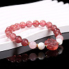 Natural Strawberry Quartz Round Beads Stretch Bracelets WG583E5-09-1