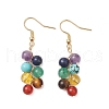 7 Chakra Round Gemstone Cluster Dangle Earrings EJEW-TA00514-1