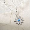 Vintage Elegant Brass Micro Pave Clear Cubic Zirocnia Enamel Evil Eye Daisy Pendant Necklaces for Women PF8870-1-1