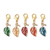 Alloy Enamel Leaf Pendant Decorations HJEW-JM02729-2