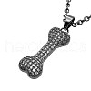 Bone Stainless Steel Rhinestone Pendant Necklaces for Women RR3458-1-1