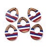 Independence Day Opaque Striped Resin & Walnut Wood Pendants RESI-U010-02N-1