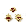 Brass Pave Dark Red Glass Scared Heart Connector Charms KK-FZC0001-01G-1
