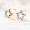 Star Brass Micro Pave Cubic Zirconia Ear Studs EJEW-D304-33G-5
