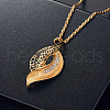 Leaf Alloy Rhinestone Pendant Necklaces & Stud Earrings Sets FS-WG55378-01-2