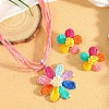 Flower Bohemia Style Raffia Grass Pendant Necklace & Stud Earrings Sets FS-WG35AAC-01-2