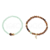Natural Tiger Eye and Green Aventurine Stretch Bracelets BJEW-JB11962-2