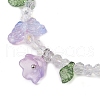 Dyed Natural Malaysia Jade & Glass Beaded Stretch Bracelet with Flower Charms BJEW-JB10176-01-3