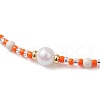 3Pcs 3 Styles Adjustable Round Imitation Pearl & Dyed Synthetic Turquoise & Glass Seed Beads Braided Anklets AJEW-AN00672-4