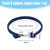 FIBLOOM 6Pcs 6 Colors Survival Polyester Cord Bracelets Set with Alloy Shark Shape Clasps BJEW-FI0001-72-2