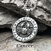 Flat Round with Engraved Twelve Constellation Alloy Pendant Necklace for Women Men WG25F4B-03-1