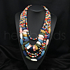 Bohemian Style Nuggets Wood Beaded Multilayer Necklaces for Women WG93846-12-1